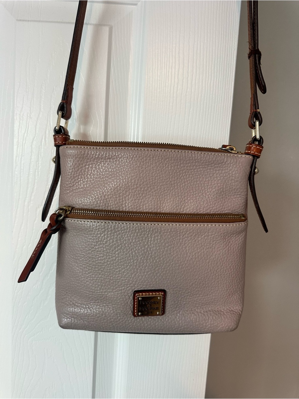 Dooney & Bourke Pebble Leather Crossbody Bag in Taupe
